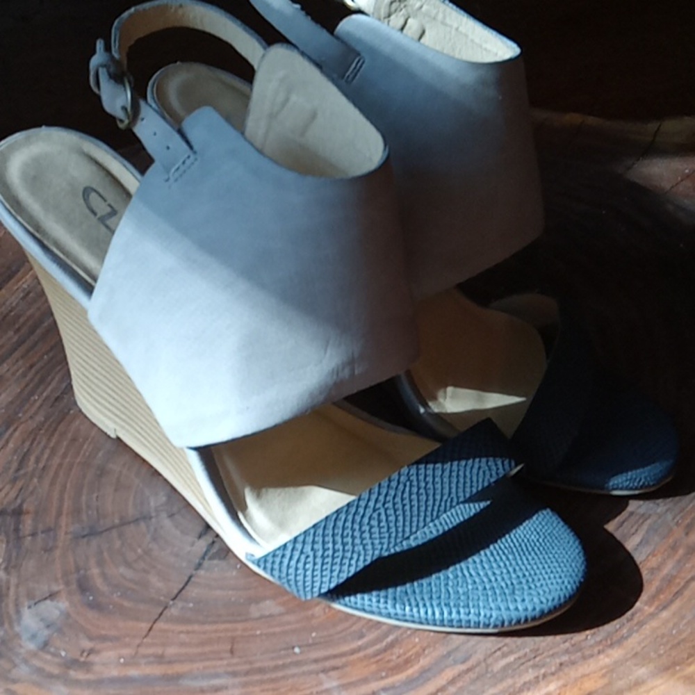 CL Chinese Laundry Baja Two-Tone Wedge Sandals